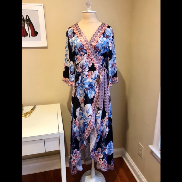 jealous tomato floral wrap dress